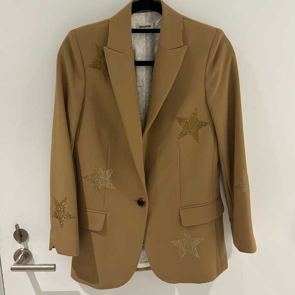 Zadig & Voltaire Viva Etoiles Star Strass Blazer Jacket Size 34 - Picture 1 of 13